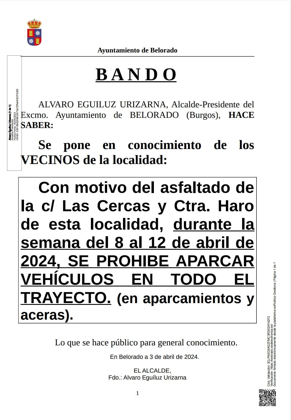 Bando Ayuntamiento de Belorado