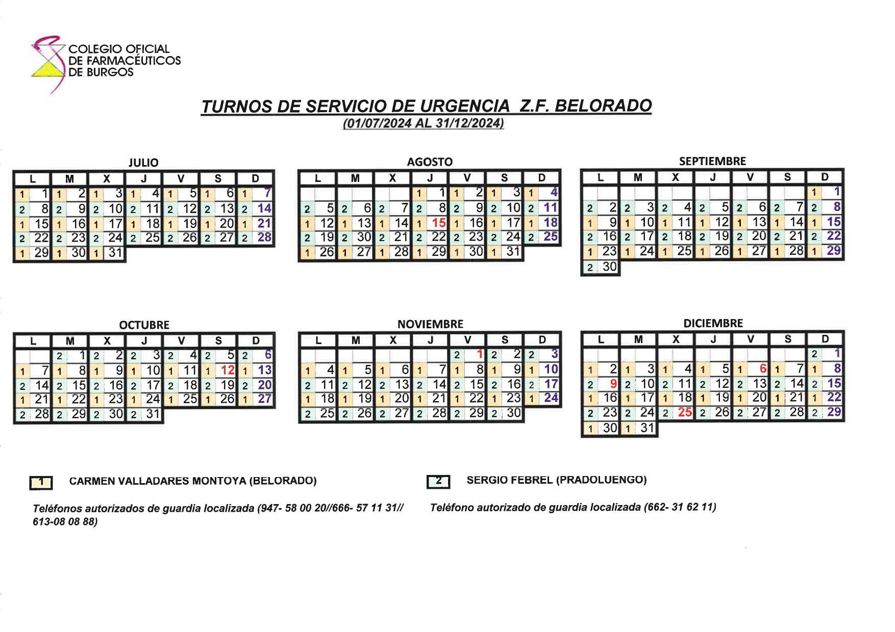 farmacia julio a diciembre 2024